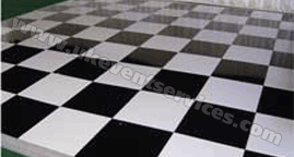 black and white dance floor hire