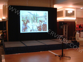 8x6 screen with drape kit and small stage