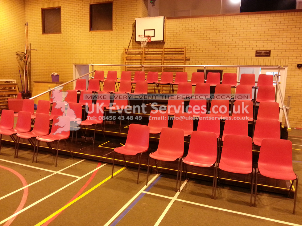 small temporary tiered seating for performance music event parade or show