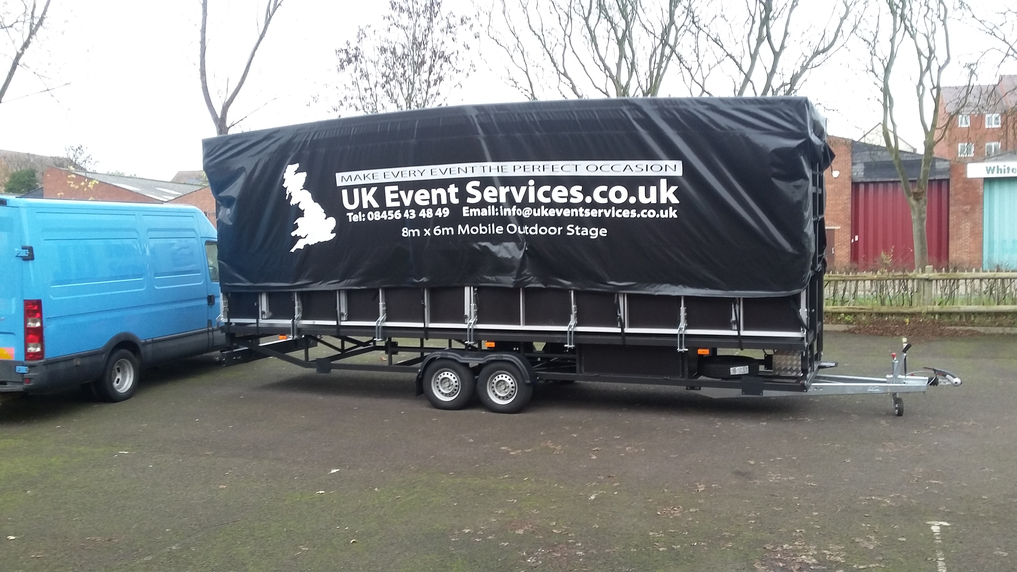 uk event services mobile stage hire 8m x 6m stage size out door use
