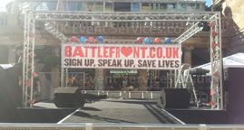 covered stage hire for alexandra burkes battlefront performance at covent gradens london